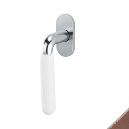 Maniglia martellina Dk Alba Olivari per serramento, lunghezza quadro 7x42 mm, Ottone finitura SuperBronzo Satinato e Porcellana Bianca