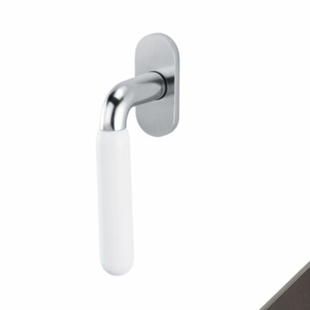 Maniglia martellina Dk Alba Olivari per serramento, lunghezza quadro 7x42 mm, Ottone finitura SuperAntracite Satinato e Porcellana Bianca