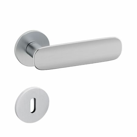 Maniglia Conca L Olivari per porta, rosetta e bocchetta bassa tonda 51x5 mm, foro Patent, Ottone finitura Cromato Satinato