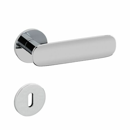 Maniglia Conca L Olivari per porta, rosetta e bocchetta bassa tonda 51x5 mm, foro Patent, Ottone finitura Cromato Lucido