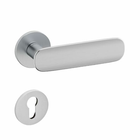 Maniglia Conca L Olivari per porta, rosetta e bocchetta bassa tonda 51x5 mm, foro Yale, Ottone finitura Cromato Satinato