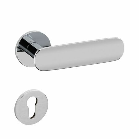 Maniglia Conca L Olivari per porta, rosetta e bocchetta bassa tonda 51x5 mm, foro Yale, Ottone finitura Cromato Lucido