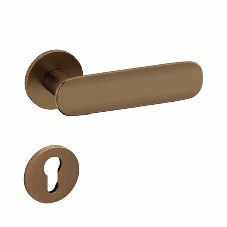 Maniglia Conca L Olivari per porta, rosetta e bocchetta bassa tonda 51x5 mm, foro Yale, Ottone finitura SuperBronzo Satinato