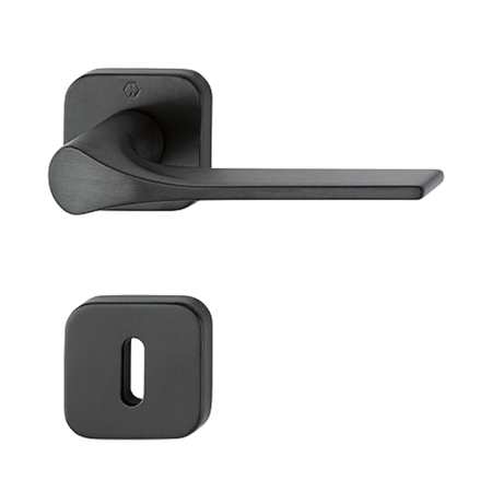 Maniglia Firenze Hoppe per porta, rosetta e bocchetta quadra foro Patent, Ottone finitura Nero Satinato Resista F96-1-R