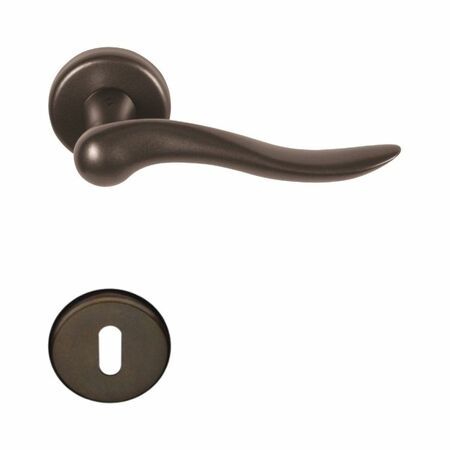 Maniglia Peter ID11 R Colombo Design per porta, rosetta e bocchetta tonda 50x10 mm, foro Patent, finitura Umber Bronze
