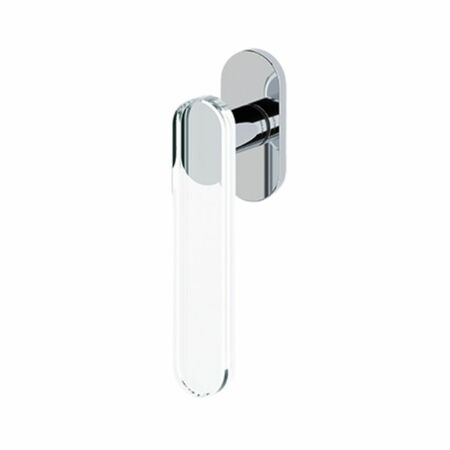 Maniglia martellina Dk Aqua Olivari per serramento, lunghezza quadro 7x42 mm, Ottone finitura Cromo Lucido e Vetro Trasparente