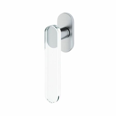 Maniglia martellina Dk Aqua Olivari per serramento, lunghezza quadro 7x42 mm, Ottone finitura Cromo Satinato e Vetro Trasparente