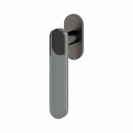 Maniglia martellina Dk Aqua Olivari per serramento, lunghezza quadro 7x42 mm, Ottone finitura SuperAntracite Satinato e Vetro Fumè