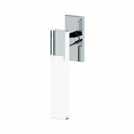 Maniglia martellina Dk Mare Olivari per serramento, lunghezza quadro 7x42 mm, Ottone finitura Cromo Lucido e Vetro Trasparente