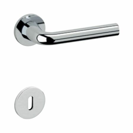 Maniglia Basel Olivari per porta, rosetta e bocchetta bassa tonda 51x5 mm, foro Patent, Ottone finitura Cromo Lucido