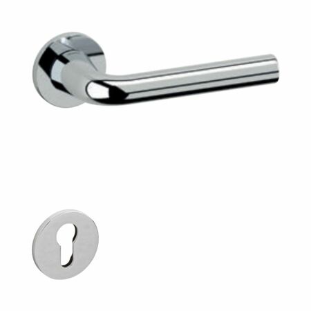 Maniglia Basel Olivari per porta, rosetta e bocchetta bassa tonda 51x5 mm, foro Yale, Ottone finitura Cromo Lucido