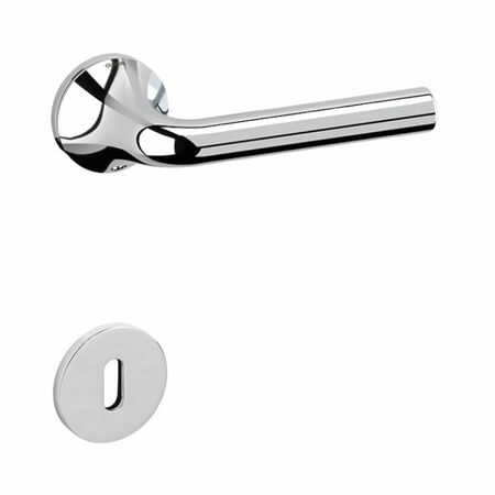 Maniglia Basel L Olivari per porta, rosetta e bocchetta bassa tonda 51x5 mm, foro Patent, Ottone finitura Cromo Lucido