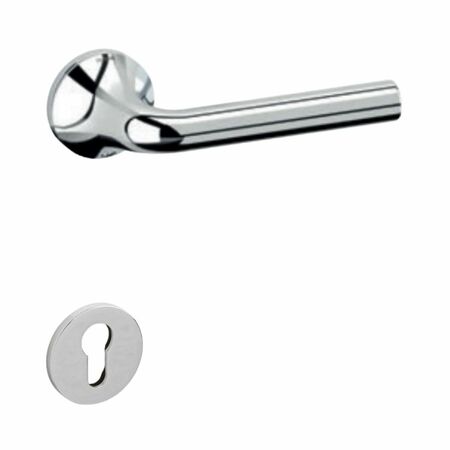 Maniglia Basel L Olivari per porta, rosetta e bocchetta bassa tonda 51x5 mm, foro Yale, Ottone finitura Cromo Lucido