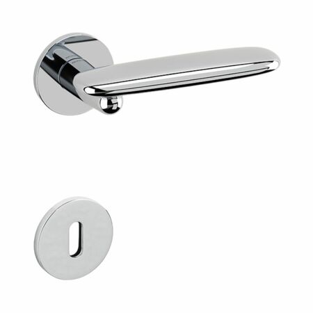 Maniglia Dolmen Olivari per porta, rosetta e bocchetta bassa tonda 51x5 mm, foro Patent, Ottone finitura Cromato Lucido