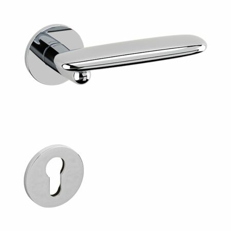 Maniglia Dolmen Olivari per porta, rosetta e bocchetta bassa tonda 51x5 mm, foro Yale, Ottone finitura Cromato Lucido