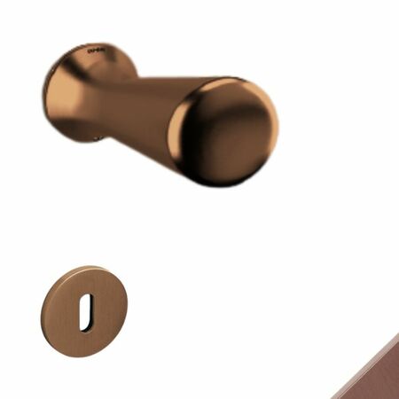 Maniglia a pomolo Basel Olivari per porta, rosetta e bocchetta bassa tonda 51x5 mm, foro Patent, Ottone finitura SuperBronzo Satinato