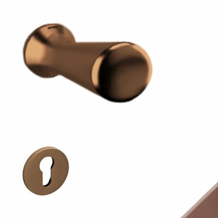 Maniglia a pomolo Basel Olivari per porta, rosetta e bocchetta bassa tonda 51x5 mm, foro Yale, Ottone finitura SuperBronzo Satinato