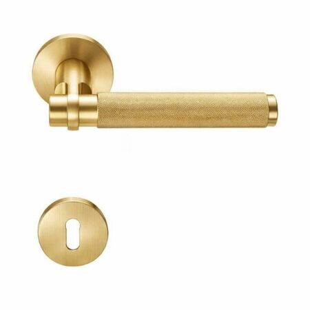 Maniglia Gryps DL11 R Colombo Design per porta, rosetta e bocchetta tonda 50x6,5 mm, foro Patent, finitura Oromat