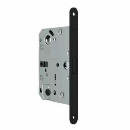 Serratura Polaris Wave Wc incasso B06132 Agb per porta da bagno, entrata 50 mm, interasse 96 mm, frontale bordo tondo 196x18 mm, Acciaio finitura Nero Opaco