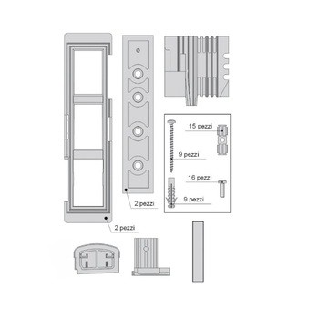 Kit tappi e accessori AGB, serie Climatech, per schema A, mano SX, spessore 68 mm, colore grigio