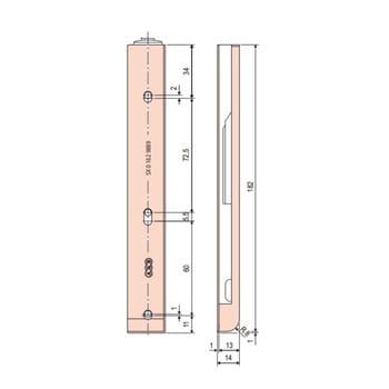 Spessore compensatore Artech AGB per catenaccio inferiore con gancio a ribalta, aria 4 mm, interasse 13 mm, Sinistro