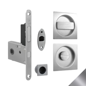 Kit quadro QCLWC Ad-Point per porta scorrevole, chiavistello e bottone con tirante integrato, serratura 50 mm, Acciaio finitura Cromo Lucido