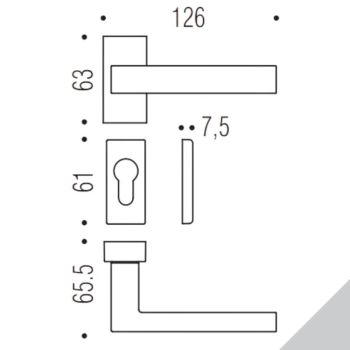 Maniglia Ellesse BD 21 RSMY Colombo Design per porta, foro Yale, rosetta rettangolare 63x30 mm, finitura Cromat