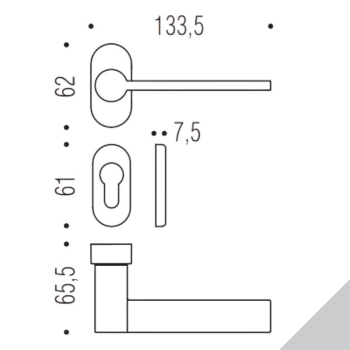 Maniglia Tool MD 11 RSMY Colombo Design per porta, foro Yale, rosetta stretta ovale 62x30 mm, finitura Cromat
