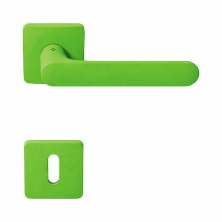 Maniglia One Q Mood Colombo Design CC21R per porta, rosetta e bocchetta quadra 52x10 mm foro Patent, Cromall finitura Lime Green