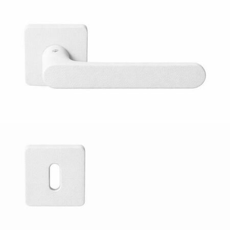 Maniglia One Q Mood Colombo Design CC21R per porta, rosetta e bocchetta quadra 52x10 mm foro Patent, Cromall finitura Bianco Opaco