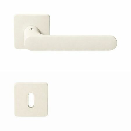 Maniglia One Q Mood Colombo Design CC21R per porta, rosetta e bocchetta quadra 52x10 mm foro Patent, Cromall finitura Bianco Avorio