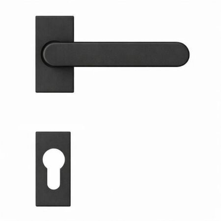 Maniglia One Q Mood Colombo Design CC21RSMY per porta, rosetta e bocchetta rettangolare foro Yale, quadro 8 mm, Cromall finitura Nero