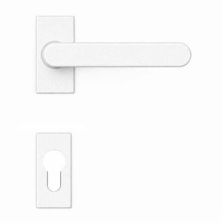 Maniglia One Q Mood Colombo Design CC21RSMY per porta, rosetta e bocchetta rettangolare foro Yale, quadro 8 mm, Cromall finitura Bianco Opaco