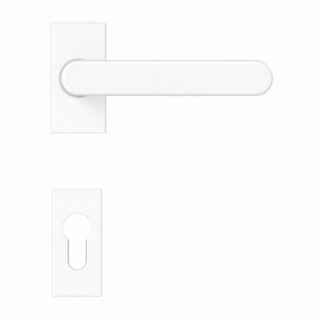 Maniglia One Q Mood Colombo Design CC21RSMY per porta, rosetta e bocchetta rettangolare foro Yale, quadro 8 mm, Cromall finitura Argento Anodizzato