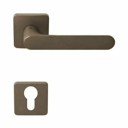 Maniglia One Q Mood Colombo Design CC21RY per porta, rosetta e bocchetta quadra 52x10 mm foro Yale, Cromall finitura Bronze