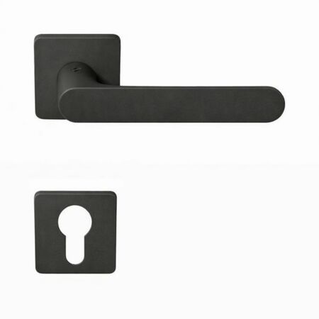 Maniglia One Q Mood Colombo Design CC21RY per porta, rosetta e bocchetta quadra 52x10 mm foro Yale, Cromall finitura Nero