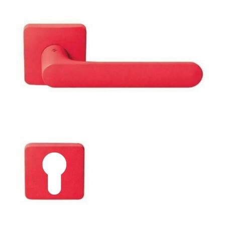 Maniglia One Q Mood Colombo Design CC21RY per porta, rosetta e bocchetta quadra 52x10 mm foro Yale, Cromall finitura Strawberry Red