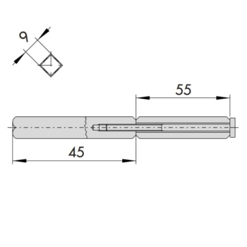 Quadro maniglia sdoppiato Cisa, in acciaio, per serratura porta tagliafuoco, dimensione 55x45 mm