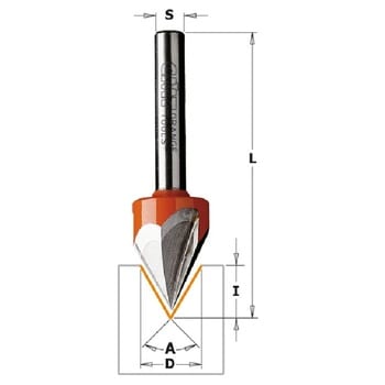 Fresa CMT laser point, diametro 12,7 mm, altezza di taglio 11 mm, diametro attacco 6 mm, angolo di taglio 60°