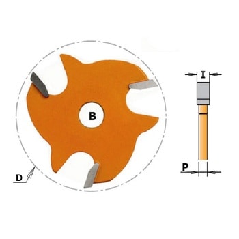 Fresa CMT a disco per scanalature laterali, con foro 45°, diametro 47,6 mm, diametro foro 8 mm, altezza di taglio 2 mm