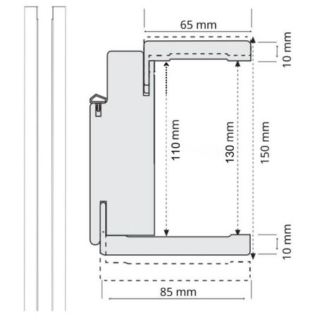 Coppia montante modello Q Door-Xe per porta Destra, dimensione 125x2100, coprifilo da 10 mm, listellare finitura Bianco Liscio