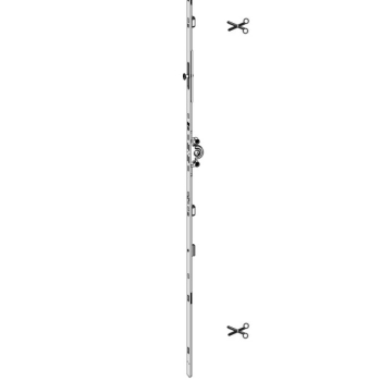 Cremonese variabile G-U Italia per serramento anta e ribalta, entrata 15 mm, altezza lunghezza 951-1450 mm, maniglia 475-725 mm, finitura Argento