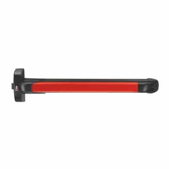Maniglione antipanico Push ISEO, modulare reversibile, idoneo per tagliafuoco, lunghezza massima 1300 mm, colore nero e rosso