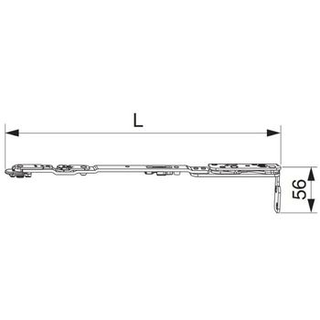 Braccio forbice con supporto per aerezione a scomparsa Maico Multi Power, Sinistro, LBB 801-1300, scostamento 13, finitura Argento