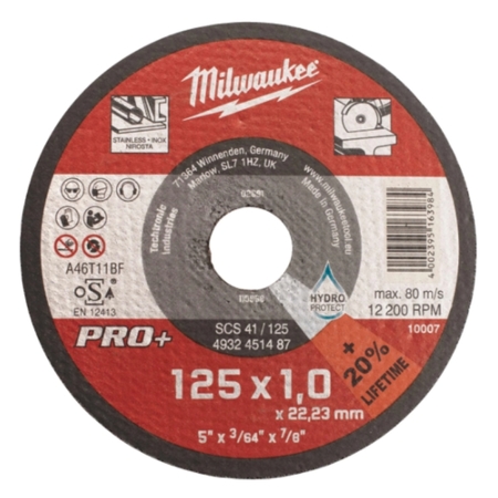Disco abrasivo PRO SCS Milwaukee per taglio ferro, dimensioni 125x1 mm