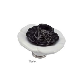 Pomello per mobile a fiore in Ceramica, pomolo serie ROSA QUEEN, Bicolor