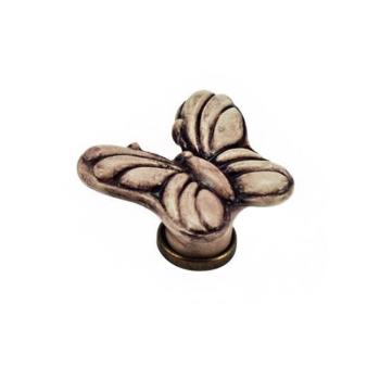 Pomello per mobile a forma di Farfalla, pomolo in Ceramica, colore Patinato, dimensioni 45 x 50 mm