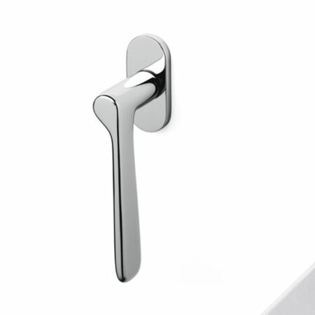 Maniglia martellina Dk Plume Olivari per serramento, lunghezza quadro 7x42 mm, Ottone finitura Cromato Satinato