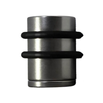 Fermaporta FP22115 Tahuma a pavimento, diametro 22 mm, doppio Or gomma nero, Acciaio Inox finitura Nichel Satinato