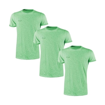 Confezione 3 T-shirt U Power Fluo da lavoro, linea Enjoy girocollo, tessuto cotone, taglia M, colore Verde Fluo